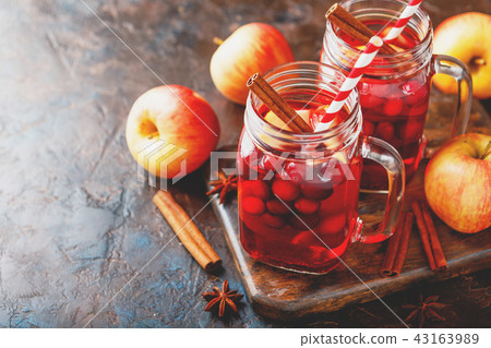 Glasses with hot punch for winter. Mulled wine Glasses with hot punch for winter. Mulled wine 43163989