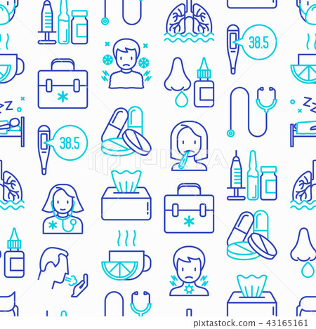 Flu and symptoms seamless pattern Flu and symptoms seamless pattern 43165161