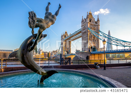 Tower Bridge by river thames  in London, UK 43165471