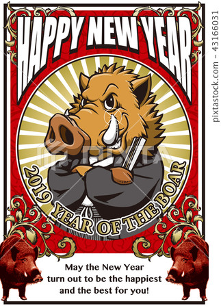 2019年新年賀卡“Crested Hakama”新年快樂,英文註釋 2019年新年賀卡“Crested Hakama”新年快樂,英文註釋 43166031