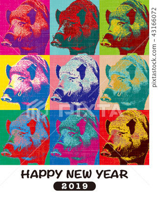 2019 New Year's card "Pop Art style" Happy New Year writing Character space Available 2019 New Year's card "Pop Art style" Happy New Year writing Character space Available 43166072