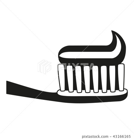 Black and white toothbrush toothpaste silhouette Black and white toothbrush toothpaste silhouette 43166165