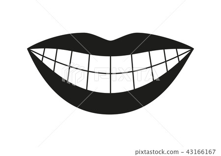 Black and white healthy woman smile silhouette 43166167