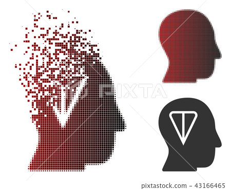 Shredded Pixelated Halftone Ton Idea Head Icon Shredded Pixelated Halftone Ton Idea Head Icon 43166465