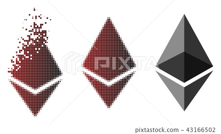 Destructed Dotted Halftone Ethereum Crystal Icon - Stock Illustration ...