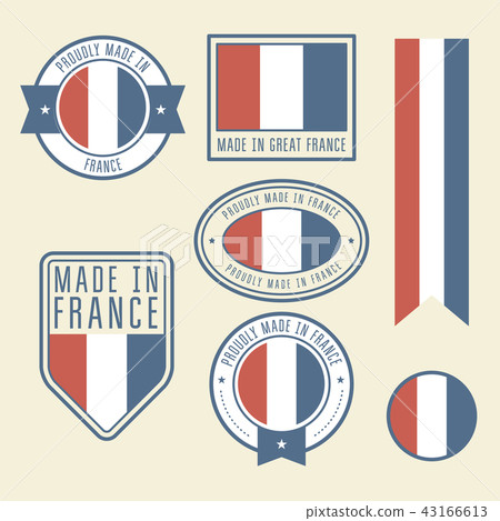 Stickers, tags and labels with France flag  43166613