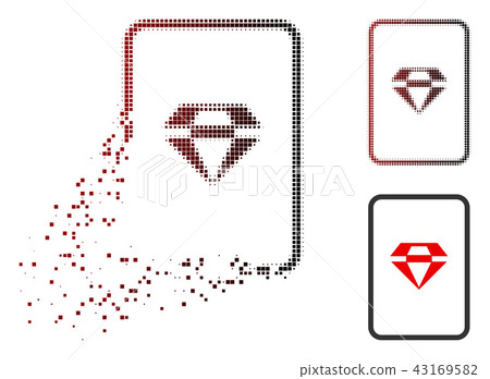Moving Pixel Halftone Ruby Gambling Card Icon 43169582