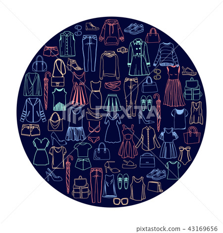 fashionable Women clothes and accessories icon set fashionable Women clothes and accessories icon set 43169656