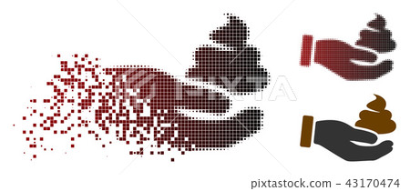 Disintegrating Pixelated Halftone Hand Offer Shit Icon Disintegrating Pixelated Halftone Hand Offer Shit Icon 43170474