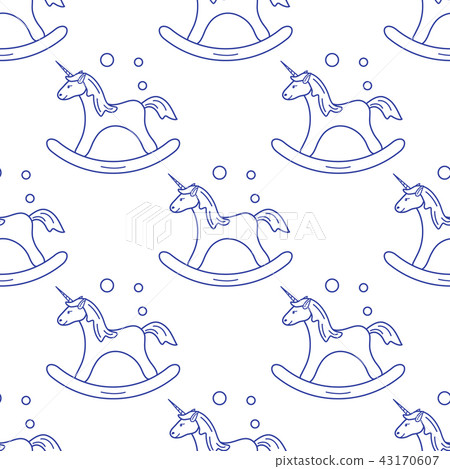 Pattern with rocking magic unicorn and bubbles 43170607