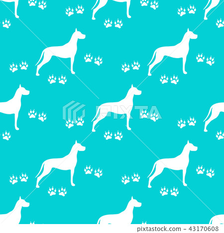Seamless pattern with dog and dog tracks 43170608