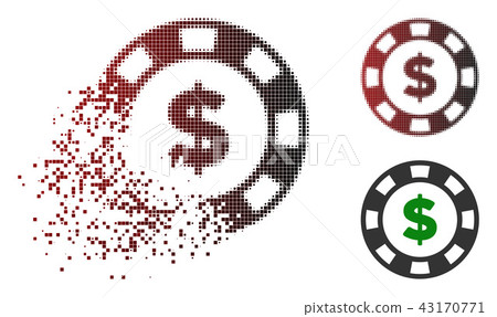 Dissolved Dotted Halftone Dollar Casino Chip Icon 43170771