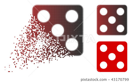 Disappearing Dot Halftone Dice Icon Disappearing Dot Halftone Dice Icon 43170799