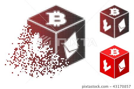 Dissolved Pixelated Halftone Cryptocurrency Dice Icon 43170857
