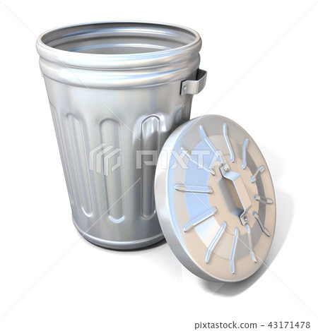 Open steel trash can 43171478