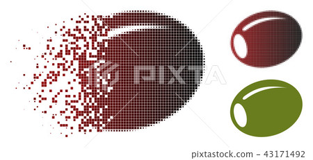 Disintegrating Pixelated Halftone Olive Icon 43171492