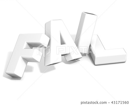Fail concept. White letters isolated over white 3D Fail concept. White letters isolated over white 3D 43171560