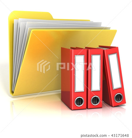 Folder icon with red ring binders. 3D Folder icon with red ring binders. 3D 43171648