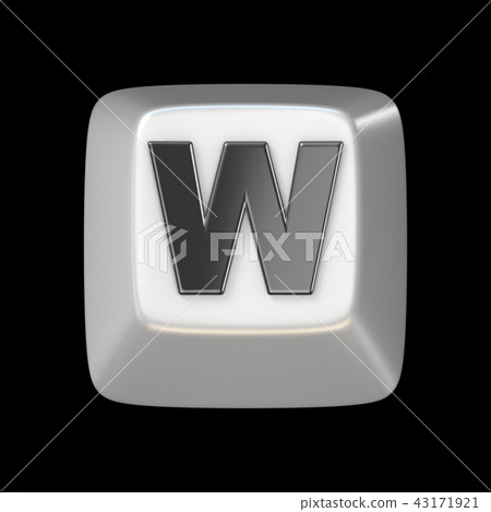 Computer keyboard key FONT. Letter W 3D 43171921