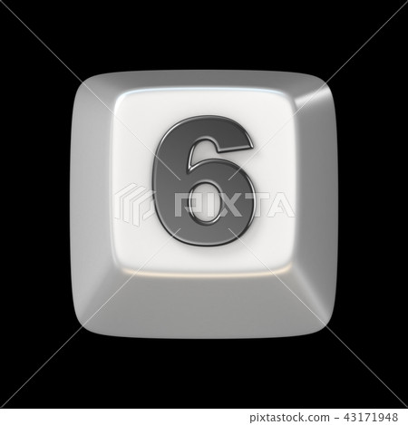 Computer keyboard key number SIX 6 3D Computer keyboard key number SIX 6 3D 43171948