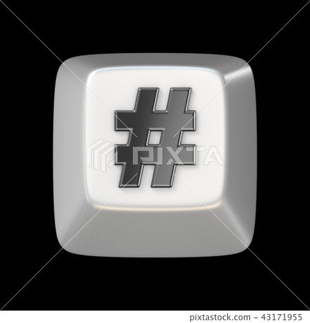 Computer keyboard key hashtag, sign 3D 43171955