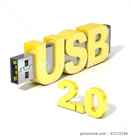 USB flash memory 2.0, made with the word USB. 3D USB flash memory 2.0, made with the word USB. 3D 43172246