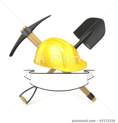 Mining tools, shovel, pickaxe and safety helmet Mining tools, shovel, pickaxe and safety helmet 43172256
