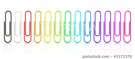 Colorful collection of paper clips Colorful collection of paper clips 43172378