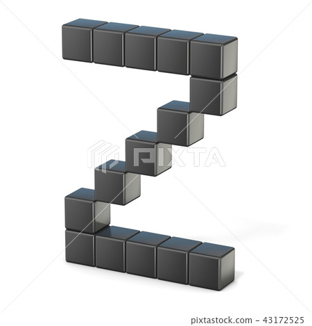 8 bit font. Capital letter Z. 3D 43172525