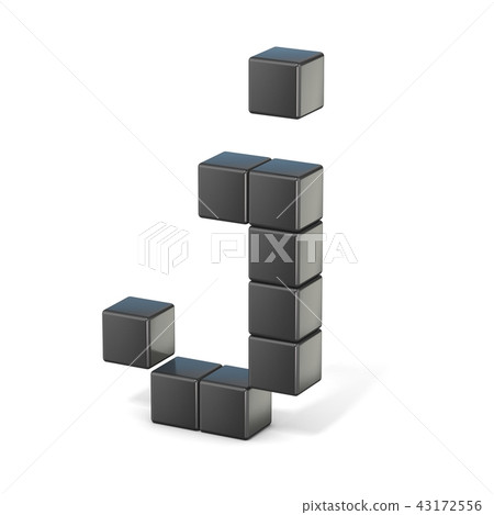 8 bit font. Lowercase letter J. 3D 43172556