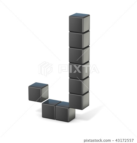 8 bit font. Capital letter J. 3D 43172557