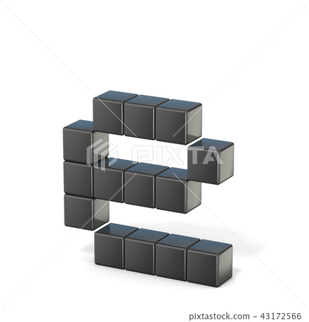 8 bit font. Lowercase letter E. 3D 43172566