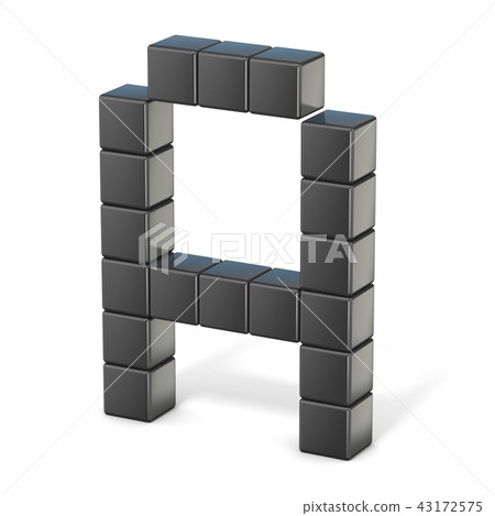 8 bit font. Capital letter A. 3D 8 bit font. Capital letter A. 3D 43172575