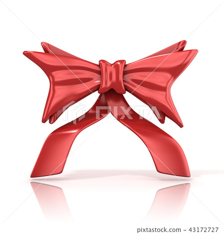 Red ribbon bow with tails, 3D Red ribbon bow with tails, 3D 43172727