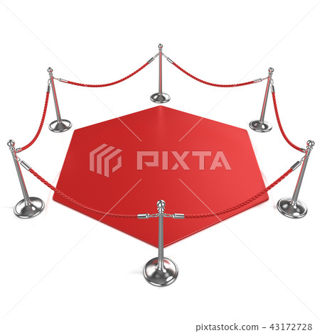 Red hexagon carpet with red rope and silver column Red hexagon carpet with red rope and silver column 43172728