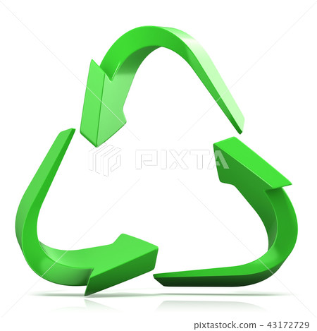 Green recycle sign, three arrows 43172729