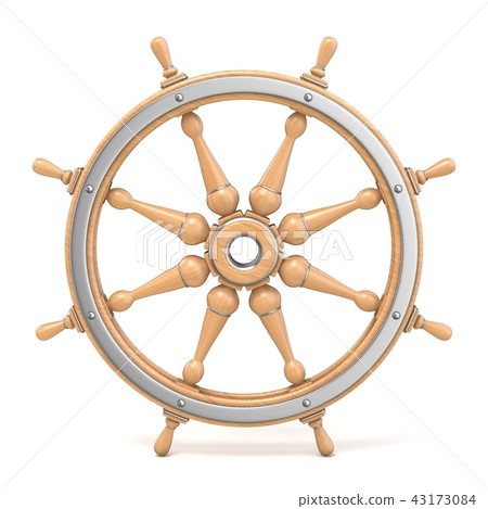 Wooden ship wheel 3D 43173084
