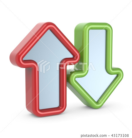 Red and green arrows icon 3D 43173108