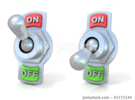 On and off metal toggle switches. 3D On and off metal toggle switches. 3D 43173144