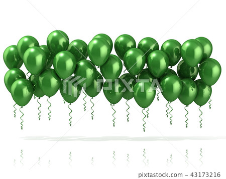 Green party balloons row Green party balloons row 43173216