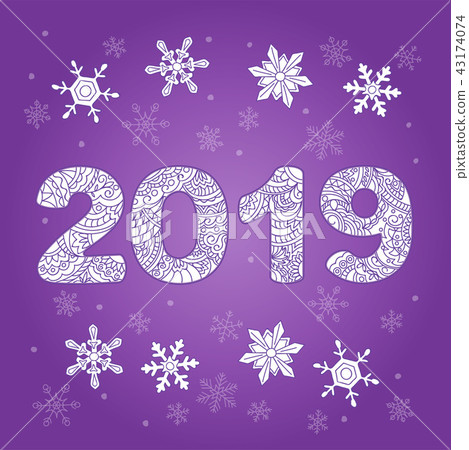 zen patterned 2019 with snowflakes on violet zen patterned 2019 with snowflakes on violet 43174074