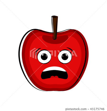 Surprised Apple Cartoon Character Emote Stock Illustration 43175746 Pixta