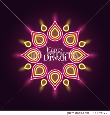 Happy Diwali, banner in bright Neon style 43179377