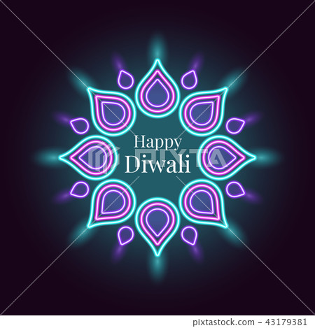 Happy Diwali, banner in bright Neon style Happy Diwali, banner in bright Neon style 43179381