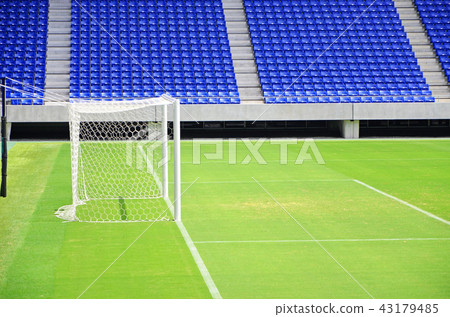 Scenery of a soccer stadium with beautiful green natural grass 43179485