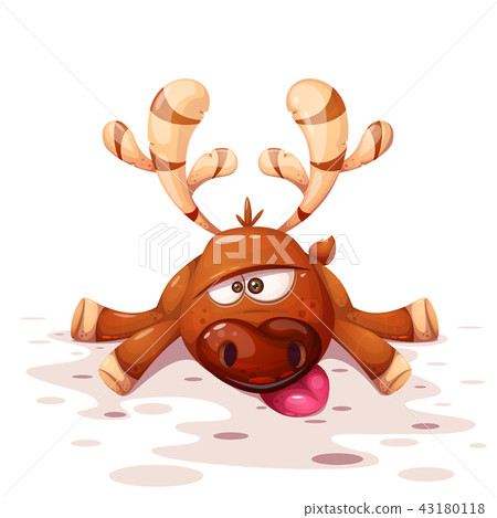 Cute, funny, crazy cartoon deer illustration. Cute, funny, crazy cartoon deer illustration. 43180118