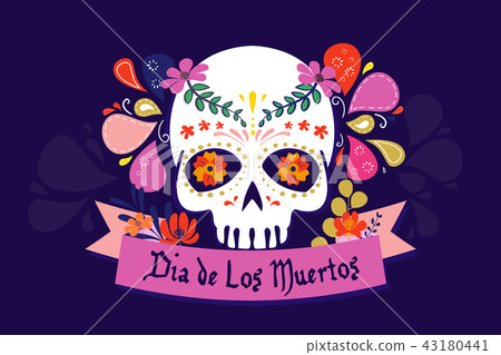 Mexico day of the dead skull vector illustration 43180441