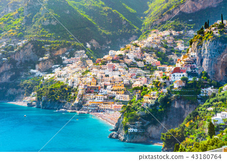 Morning view of Positano cityscape, Italy 43180764