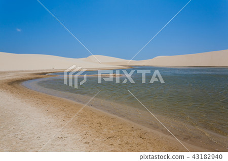 White sand dunes panorama from Lencois, Brazil White sand dunes panorama from Lencois, Brazil 43182940