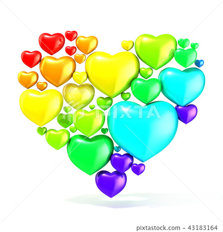 Sweet, colorful, beautiful hearts on white 43183164